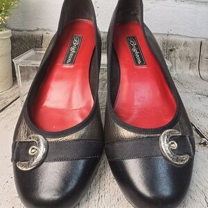 BRIGHTON BABY PARIS BUCKLED LEATHER BALLET FLATS GRAY BLACK BUCKLE WOMENS 7.5